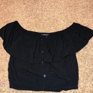 Black off the shoulder crop